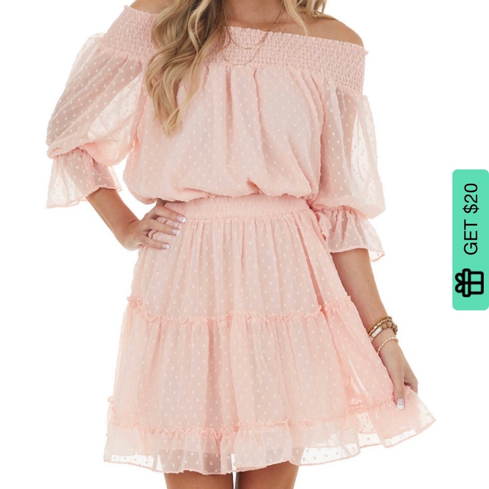 Off shoulder apricot dress new with tags